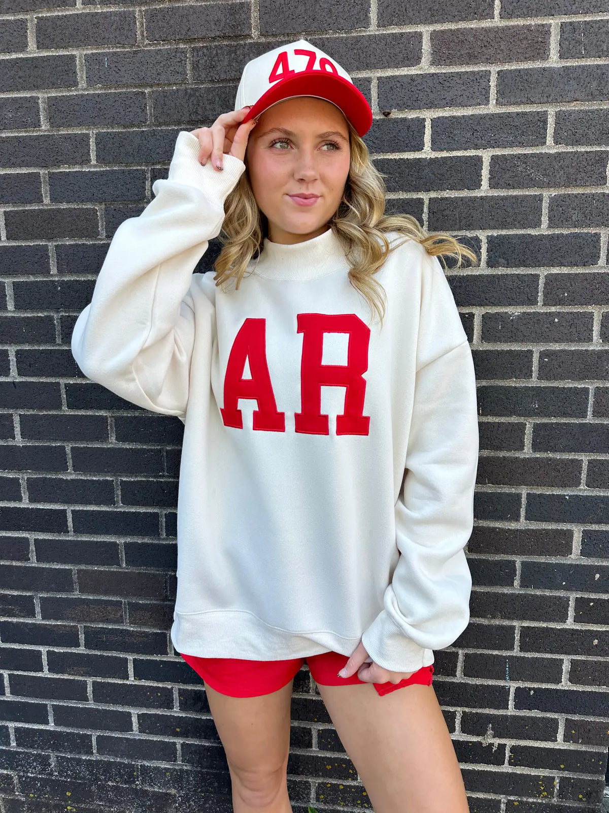 Arkansas Embroidered Mock Neck