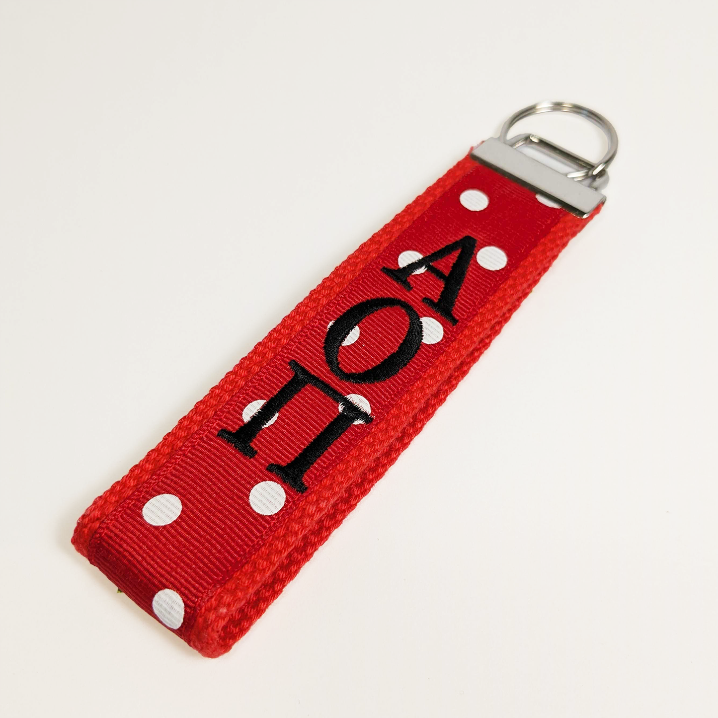 Embroidered Keychain With Polka Dots