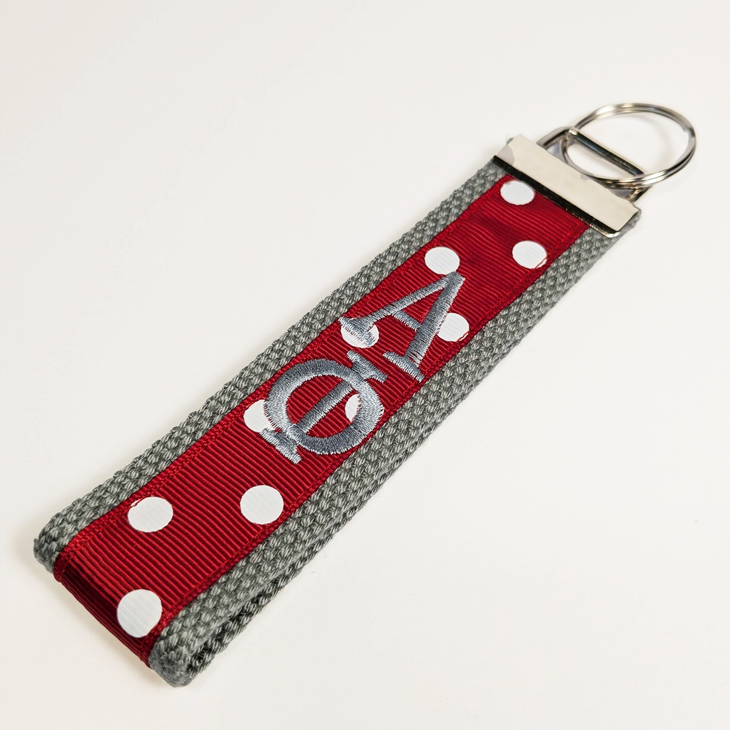 Embroidered Keychain With Polka Dots