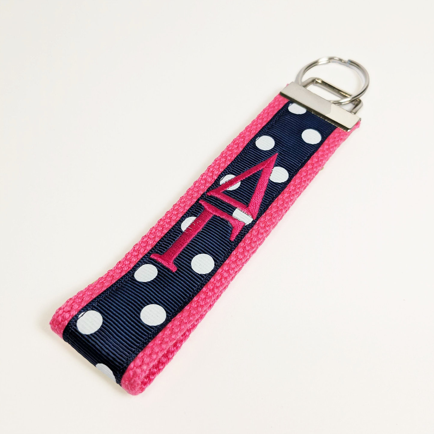 Embroidered Keychain With Polka Dots
