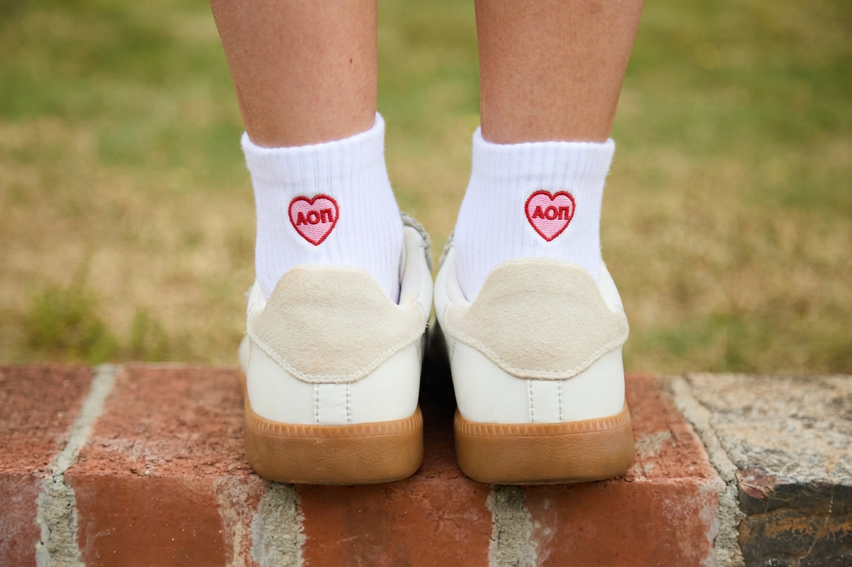 Embroidered Heart Socks