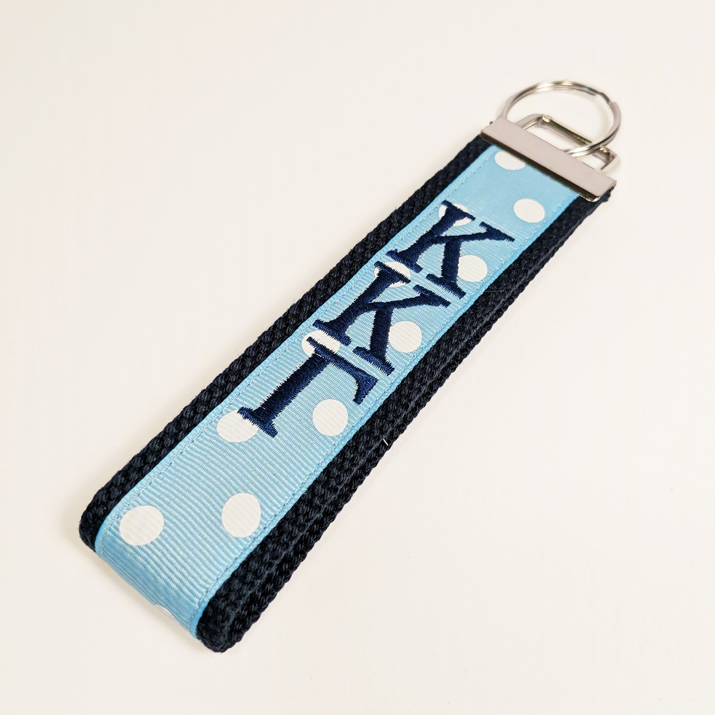Embroidered Keychain With Polka Dots