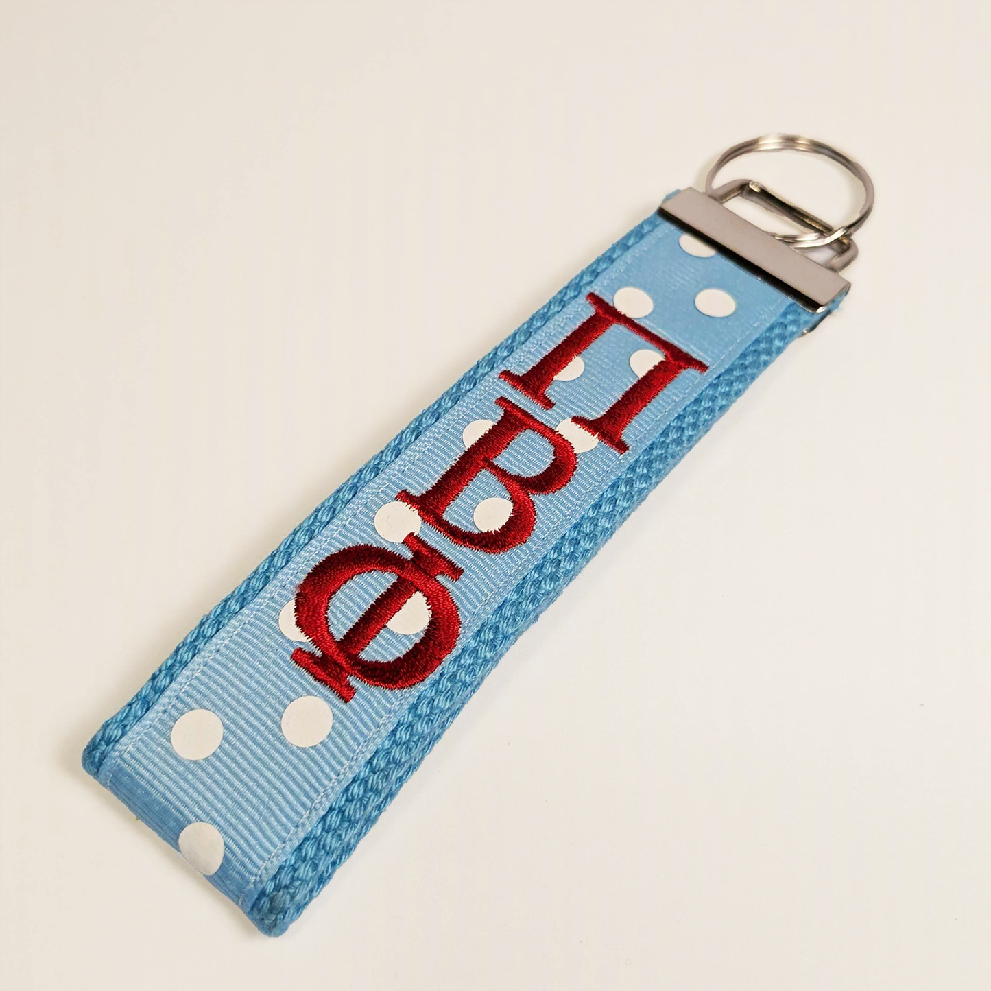Embroidered Keychain With Polka Dots