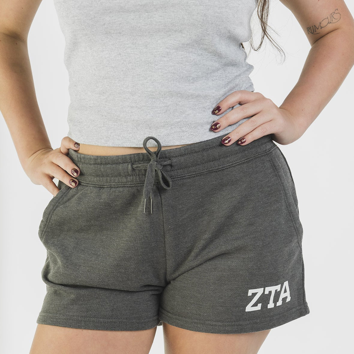 Super Soft Gray Letter Shorts